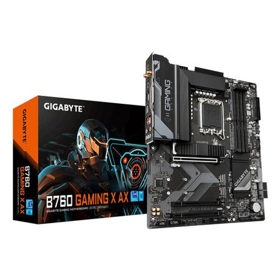 GIGABYTE  Carte Mère - Compatible avec les processeurs Intel Core 14e génération, VRM numérique 8+1+1 phases, jusqu'à 7600MHz DDR5 (OC), 3x PCIe 4.0 M.2, Wi-Fi 6E, 2.5GbE LAN, USB 3.2 Gen 2 - B760 GAMING X AX GIGABYTE  Carte Mère - Compatible avec les processeurs Intel Core 14e génération, VRM numérique 8+1+1 phases, jusqu'à 7600MHz DDR5 (OC), 3x PCIe 4.0 M.2, Wi-Fi 6E, 2.5GbE LAN, USB 3.2 Gen 2 - B760 GAMING X AX