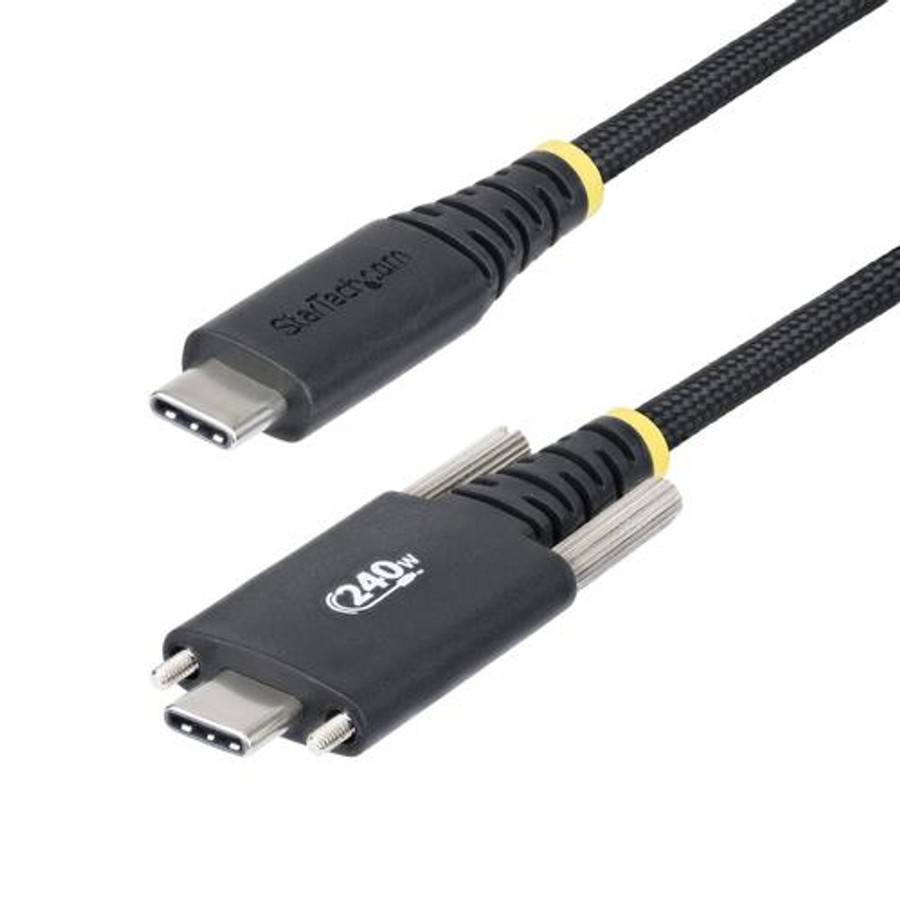 StarTech.com Câble de Charge USB-C de 2m, Verrouillage par Vis Latérale, 240 W (5A) PD EPR, Gaine en Silicone avec Nylon Tressé, Câble de Charge USB 2.0, Certifié USB-IF, Cordon de Charge USB-C Robuste - S2CEPR2M-USBSL-CABLE