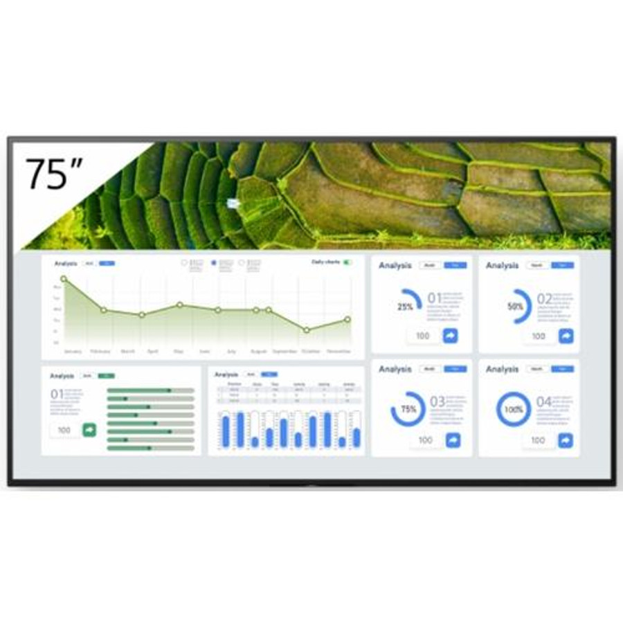 Sony  Écran d'affichage dynamique Écran plat de signalisation numérique 190,5 cm (75") LCD Wifi 440 cd/m² 4K Ultra HD Noir Android 24/7 - FW-75BZ30L