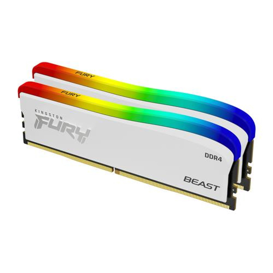 Kingston Technology FURY Beast 32GB 3200MT/s DDR4 CL16 DIMM (Kit of 2) blanc RGB SE - KF432C16BWAK2/32 Kingston Technology FURY Beast 32GB 3200MT/s DDR4 CL16 DIMM (Kit of 2) blanc RGB SE - KF432C16BWAK2/32