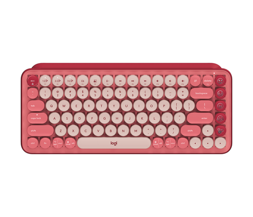 920-010709 Logitech Pop Keys clavier RF sans fil + Bluetooth Bourgogne, Rose, Rose