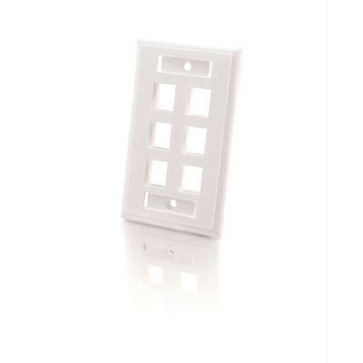03414 C2G 6-Port Multimedia Keystone Wall Plate - White Blanc