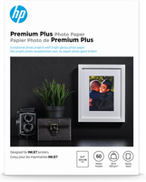 HP Premium Plus Photo Paper, Glossy, 80 lb, 5 x 7 in. (127 x 178 mm), 60 sheets papier photos