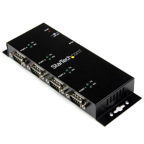 StarTech.com Hub adaptateur USB vers série DB9 RS232 4 ports – Montage sur rail DIN industriel et mural