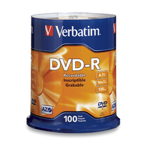 Verbatim DVD-R 4.7GB 16X Branded 100pk Spindle 4,7 Go 100 pièce(s)