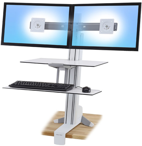 33-349-211 WorkFit-S, Dual Monitor with Worksurface+ (white)