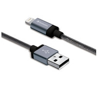 Verbatim 47", Lightning/USB-A 1,2 m Noir, Argent