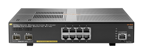 Hewlett Packard Enterprise Aruba 2930F 8G PoE+ 2SFP+ Géré L3 Gigabit Ethernet (10/100/1000) Connexion Ethernet, supportant l'alimentation via ce port (PoE) 1U Gris