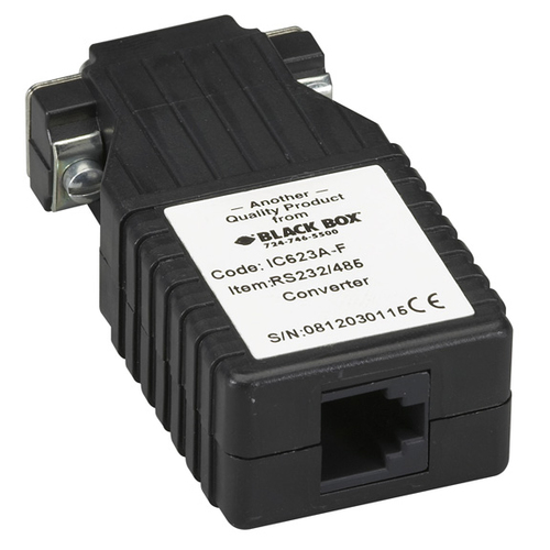 Black Box IC623A-F convertisseur série, répéteur et isolateur RS-232 RS-485 Noir