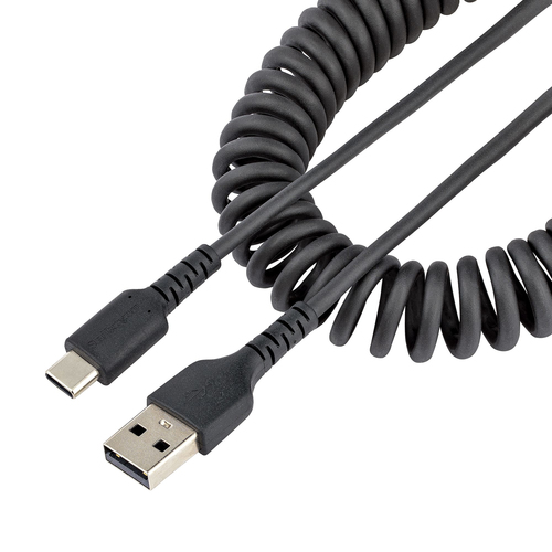 R2ACC-1M-USB-CABLE COILED BLACK CABLE