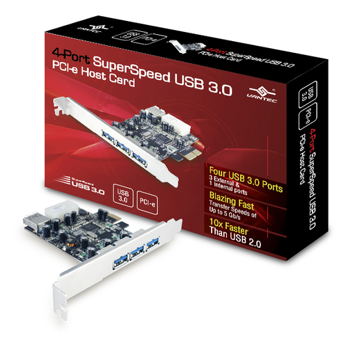 UGT-PC341 Vantec UGT-PC341 4Port SuperSpeed USB 3.0 PCIe Host Card Retail