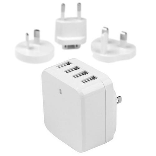 USB4PACWH Startech.com chargeur mural usb à 4 ports - (34 w/6,8 a) - chargeur de voyage international - blanc