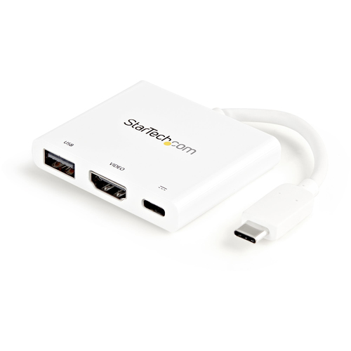 CDP2HDUACPW Startech.com adaptateur multiport usb-c vers hdmi 4k avec usb power delivery et port usb-a - blanc