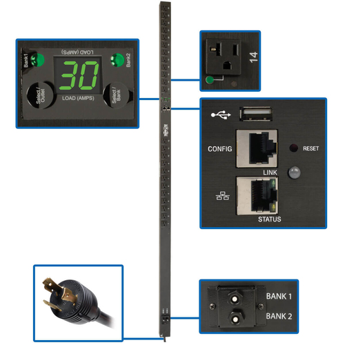 PDUMVR30NETLX Tripp lite pdumvr30netlx unité de distribution d'énergie 24 sortie(s) ca 0u noir