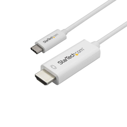 CDP2HD1MWNL Startech.com adaptateur usb-c vers hdmi de 1m - câble vidéo usb type c vers hdmi 2.0 - 4k60hz - compatible thunderbolt 3 - convertisseur usb-c à hdmi - dp 1.2 alt mode hbr2 - blanc