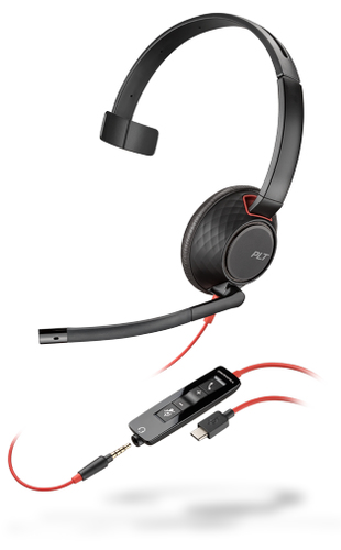 207587-03 Poly blackwire 5210 casque avec fil arceau appels/musique usb type-c noir, rouge