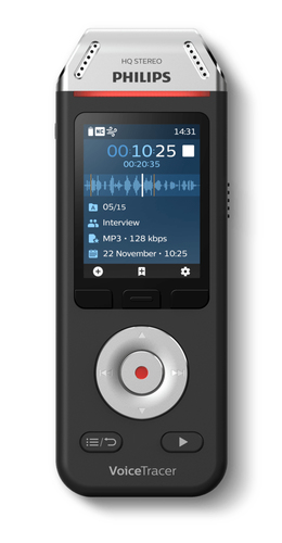DVT2110 Philips voice tracer dvt2110/00 dictaphone carte flash noir, chrome