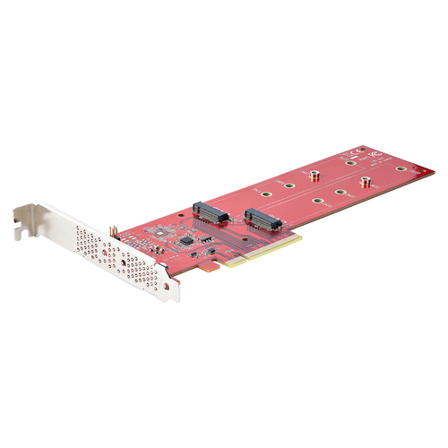 DUAL-M2-PCIE-CARD-B Startech.com adaptateur pcie m.2 - pcie x8/ x16 vers double nvme ou ahci m.2 ssd - pci express 4.0, 7,8 gbps par disque, bifurcation requise - carte pcie dual m.2 - compatible windows/linux