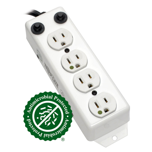 Tripp Lite For Patient-Care Vicinity – UL 1363A Medical-Grade Power Strip; 4 Hospital-Grade Outlets, 3 ft. Extendable Coiled Cord