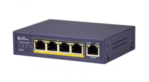 Amer Networks SG4P1 network switch Unmanaged Gigabit Ethernet (10/100/1000) Power over Ethernet (PoE) Blue