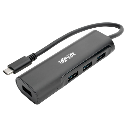 Tripp Lite U460-004-4AB 4-Port USB-C Hub, USB-C to 4x USB-A Ports, USB 3.0, Black, Slim