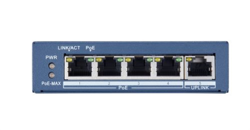 Hikvision DS-3E0505P-E network switch Unmanaged Gigabit Ethernet (10/100/1000) Power over Ethernet (PoE) Blue