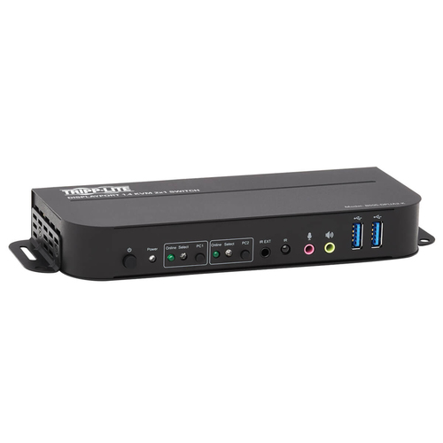 Tripp Lite B005-DPUA2-K 2-Port DisplayPort/USB KVM Switch - 4K 60 Hz, HDR, HDCP 2.2, IR, DP 1.4, USB Sharing, USB 3.0 Cables