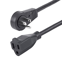 StarTech.com 6ft (2m) Power Extension Cord - 360° Rotating Flat Plug Extension Cord - NEMA 5-15P to NEMA 5-15R, 16 AWG, 125V/15A - Black Short 3-Prong Power Extender Cable