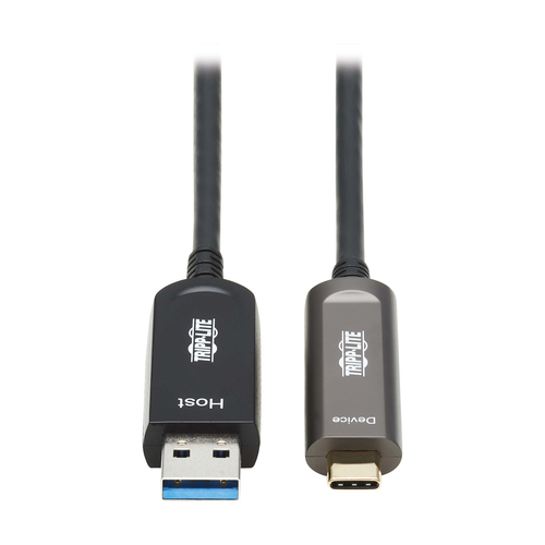 Tripp Lite U428F-10M-D321 USB-A to USB-C AOC Cable (M/M) - USB 3.2 Gen 2 Plenum-Rated Fiber Active Optical - Data Only, Backward Compatible, Black, 10 m (33 ft.)