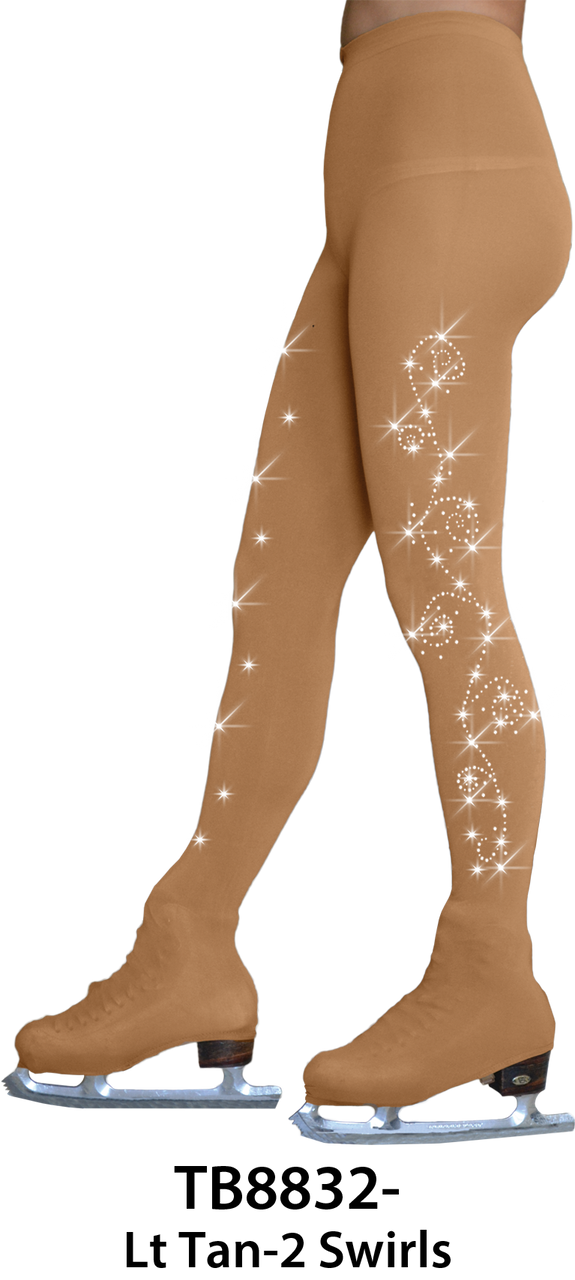 ChloeNoel Footed Ice Skating Tights 8830 with Crystals