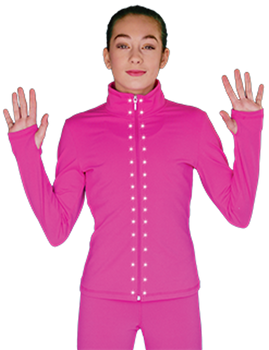 JT811 Solid Fleece Fitted Elite Figure Skating Jacket w/ Thumb Holes (AB Block Crystals)