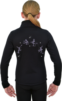 JS883P Contrast Elite Polartec Spiral Fleece Figure Skating Jacket with Thumb Holes & Crystals Combinations---Not return nor exchange