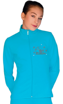 ChloeNoel JT811 Solid Fleece Fitted Elite Figure Skating Jacket w/ Skate/Fuchsia Snowflakes Crystals Combination ChloeNoel JT811 Solid Fleece Fitted Elite Figure Skating Jacket w/ Skate/Fuchsia Snowflakes Crystals Combination