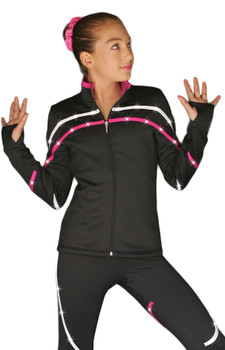 ChloeNoel J618F 2-Tone Piping Light Weight Fleece Figure Skating Jacket with matching Swarovski crystals ChloeNoel J618F 2-Tone Piping Light Weight Fleece Figure Skating Jacket with matching Swarovski crystals