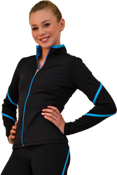 ChloeNoel J76 Heavy Poly Spandex Pipings Swirl Figure Skating Jacket 2nd view ChloeNoel J76 Heavy Poly Spandex Pipings Swirl Figure Skating Jacket 2nd view