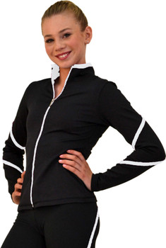 ChloeNoel J76 Heavy Poly Spandex Pipings Swirl Figure Skating Jacket 4th view ChloeNoel J76 Heavy Poly Spandex Pipings Swirl Figure Skating Jacket 4th view