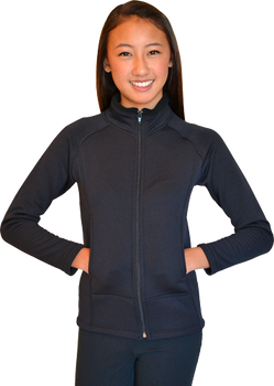 ChloeNoel J22U Black - Unisex Polar Fleece Figure Skating Jacket with Pockets 2nd view ChloeNoel J22U Black - Unisex Polar Fleece Figure Skating Jacket with Pockets 2nd view
