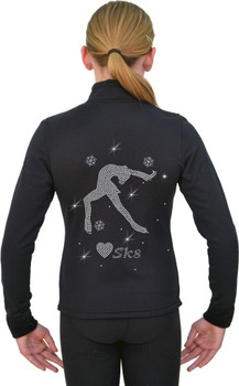 J11 Solid Polar Fleece Fitted Figure Skating Jacket w/ Love SK8 AB Crystals J11 Solid Polar Fleece Fitted Figure Skating Jacket w/ Love SK8 AB Crystals