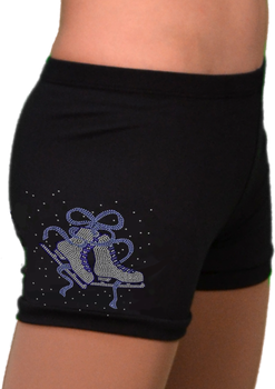 S02 Black Shorts w/Contrast Cuff and Blue Ribbon Crystals S02 Black Shorts w/Contrast Cuff and Blue Ribbon Crystals
