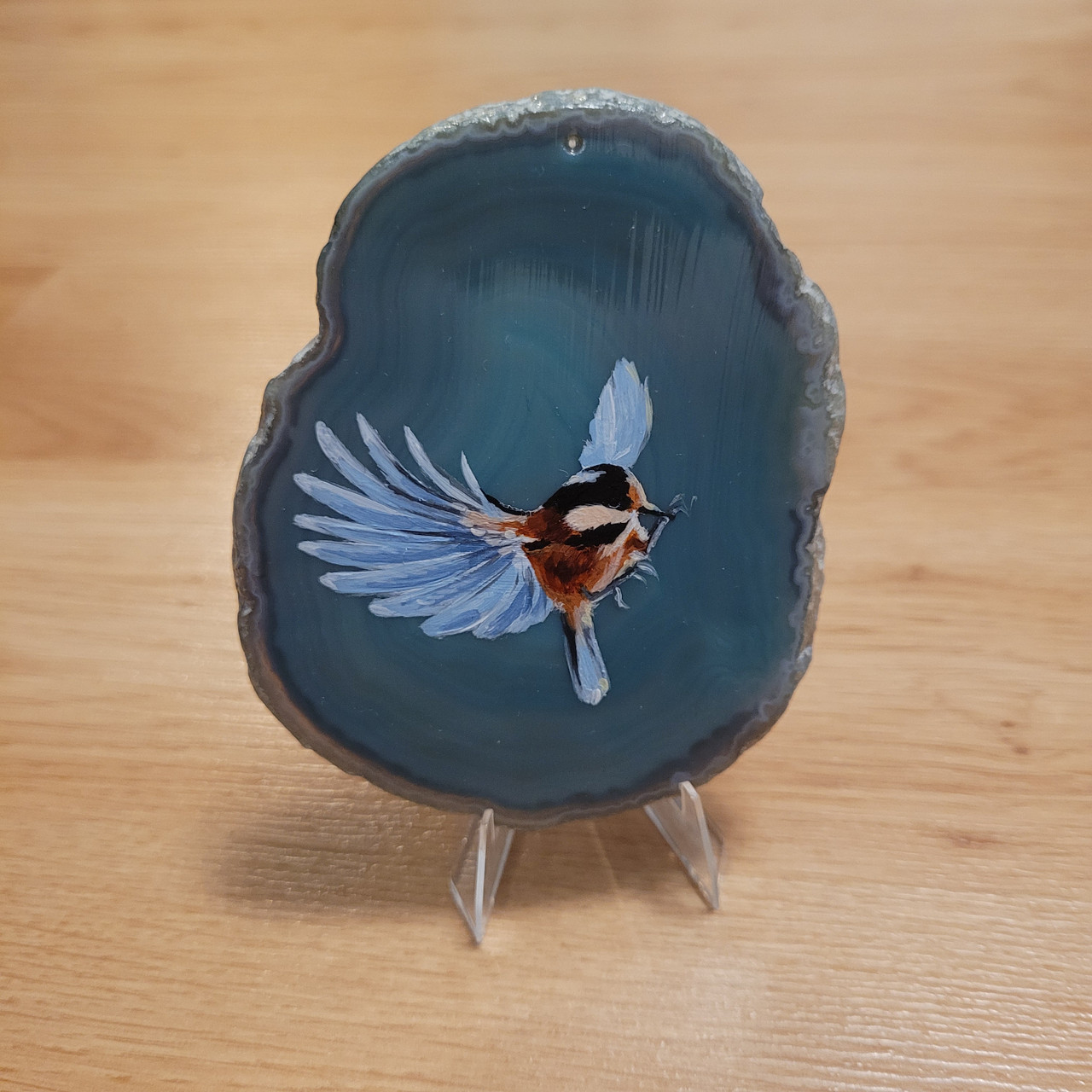 アドリンヒュー　1851 cyistallized Agate 11号 Chickadee Agate Painting by Kayla St-Pierre
