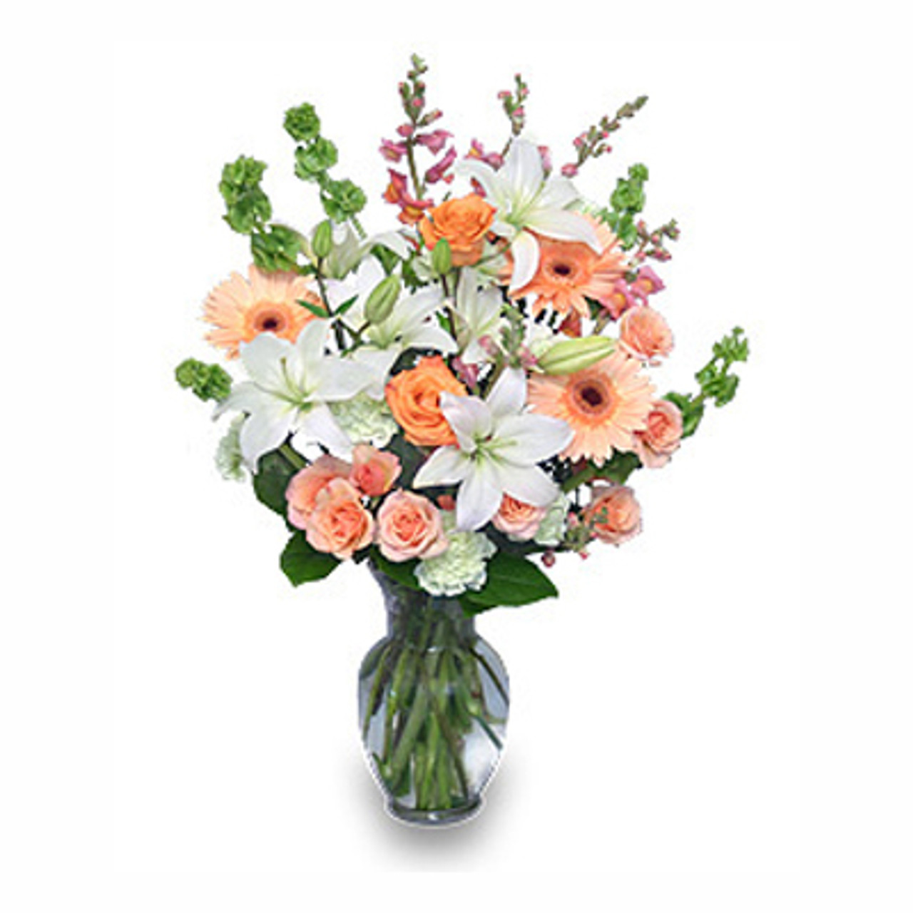 PEACHES & CREAM Flower Arrangement Winnipeg Florist Dragonfly Flowers