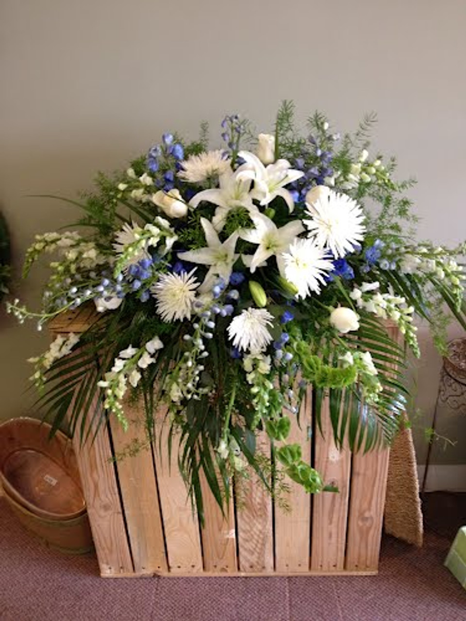 About our flowers Tranquility Casket Spray - Winnipeg Florist Dragonfly Flowers