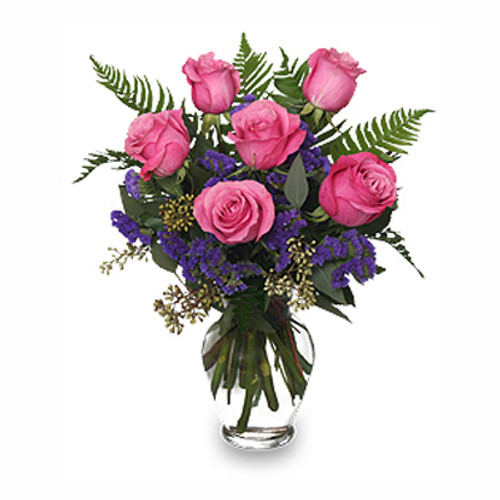 HALF DOZEN PINK ROSES Vase Arrangement