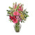 7" classic urn vase
foliage: ivy, myrtle
2 pink gerberas
3 lavender roses
1 stem hot pink asters ('Motsumoto')
3 white snapdragons
2 stems bi-colored white & yellow alstroemeria
5 stems pink larkspur
2 stems white asters ('Monte Casino')
