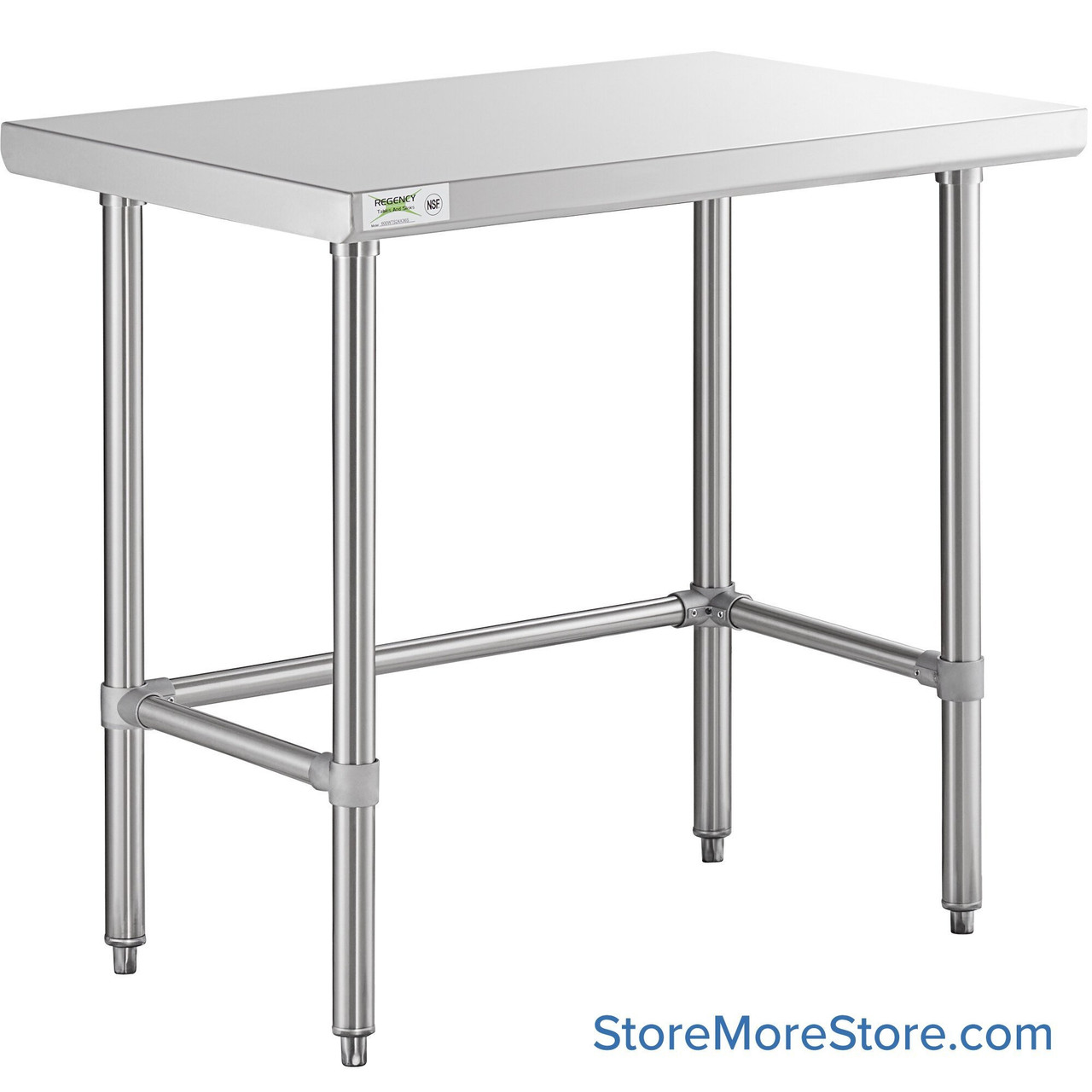 Stainless Steel Top Table, 30" W x 36" D, 14-Gauge 304, 180-Degree Rolled Front, 180-Degree Rolled Back