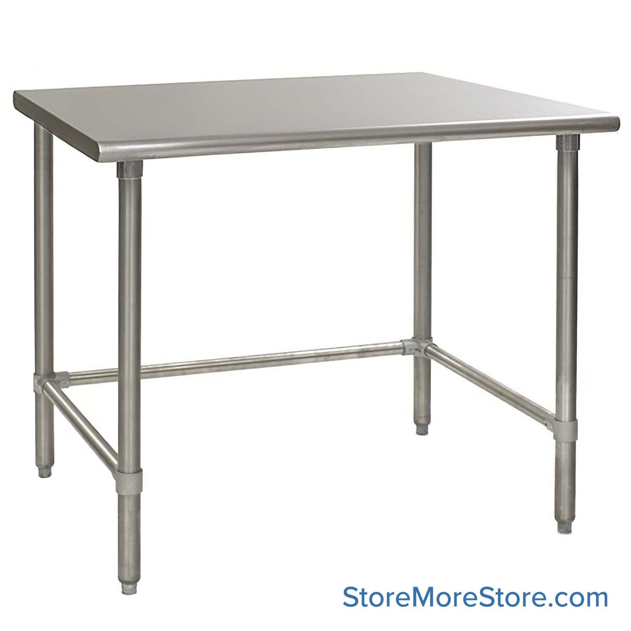 Stainless Steel Top Table, 24" W x 60" D, 14-Gauge 304, 180-Degree Rolled Front, 180-Degree Rolled Back