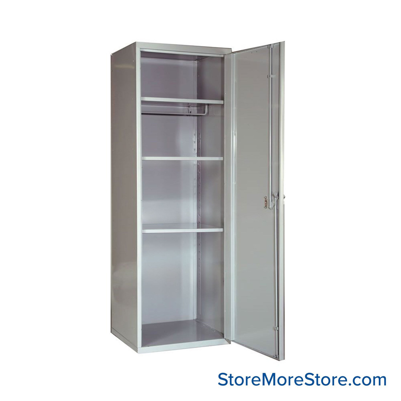 Security Locker, 22" W x 24" D x 72" H, Solid Door, 2 Adjustable Shelfs, Key Lock