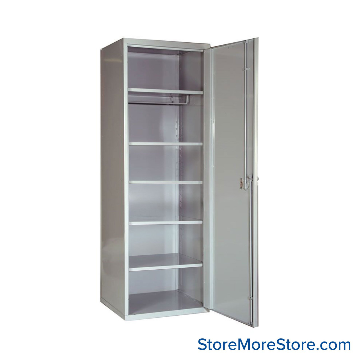 Security Locker, 22" W x 24" D x 72" H, Solid Door, 4 Adjustable Shelfs, Combination Lock