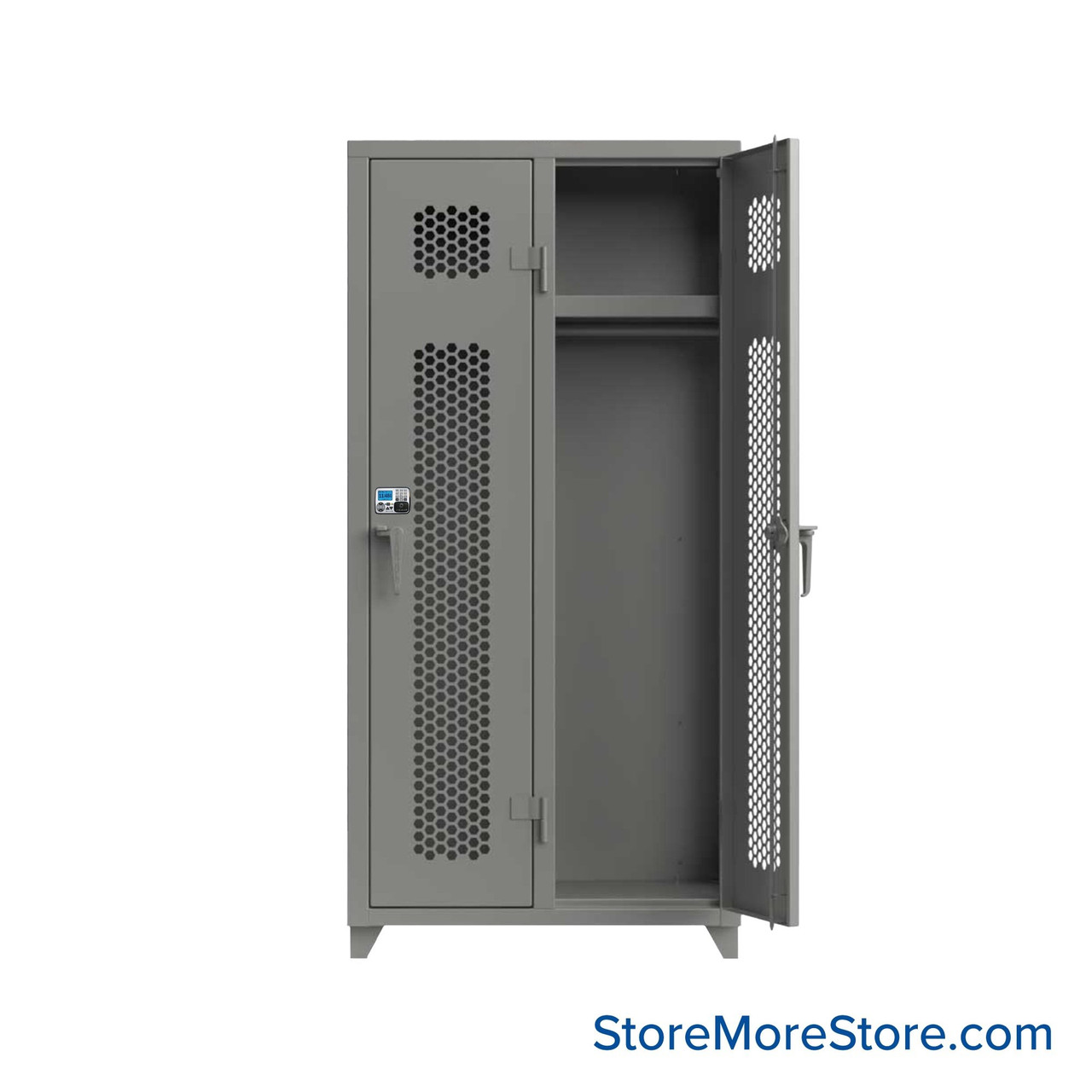 Heavy Duty Lockers, 36" W x 18" D x 75" H, 2 Columns, 1 Tier, Ventilated Door, Advanced Digital Lock