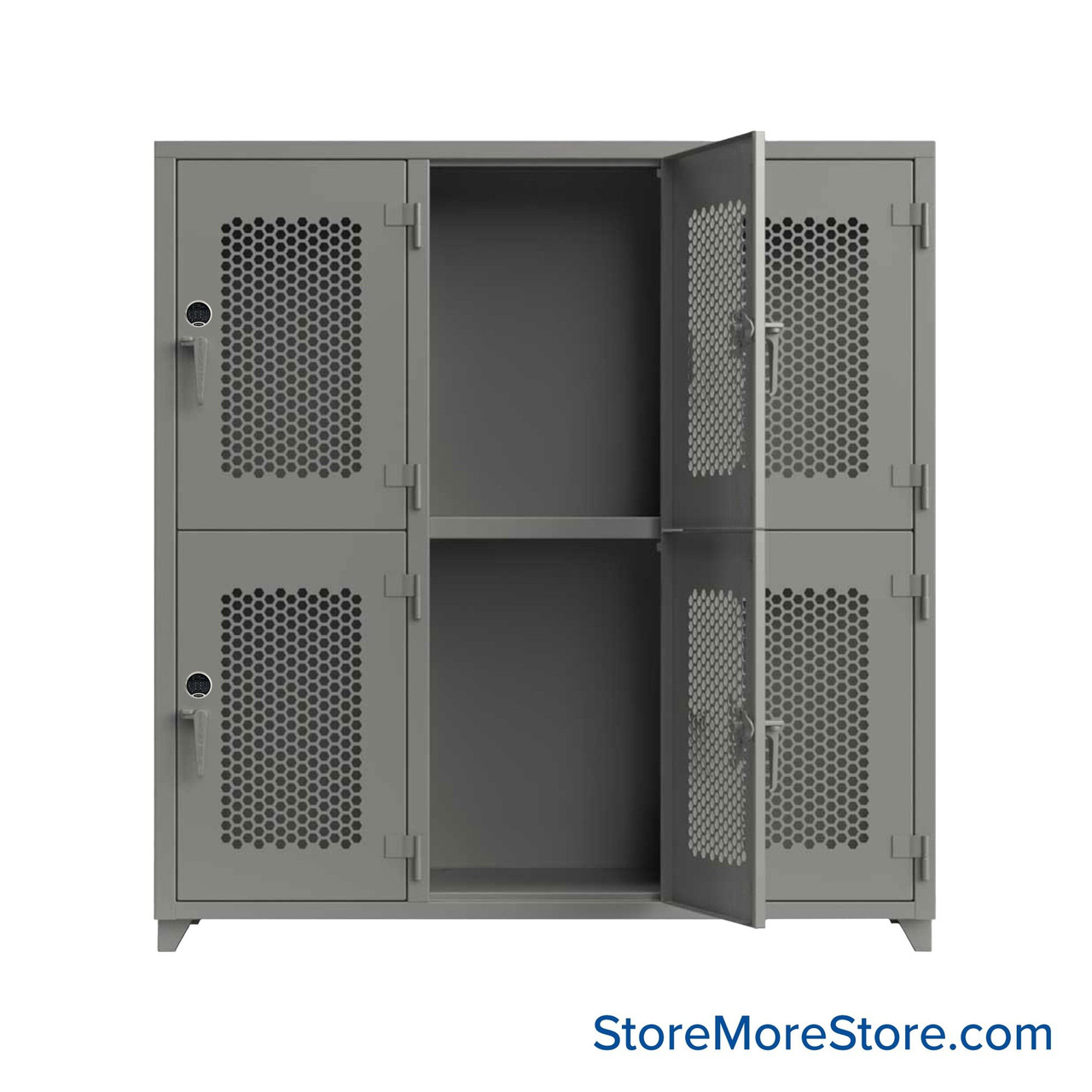 Heavy Duty Lockers, 72" W x 24" D x 75" H, 3 Columns, 2 Tiers, Ventilated Door, Professional Digital Lock